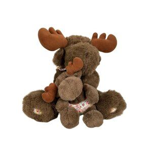 Plush Creations Inc 1990s Moose Mama Baby Patchwork Diaper Cover Collar Feet